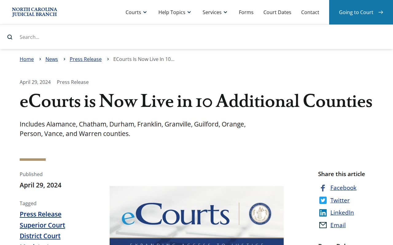 Warren County case search April 2024 eCourts rollout announcement