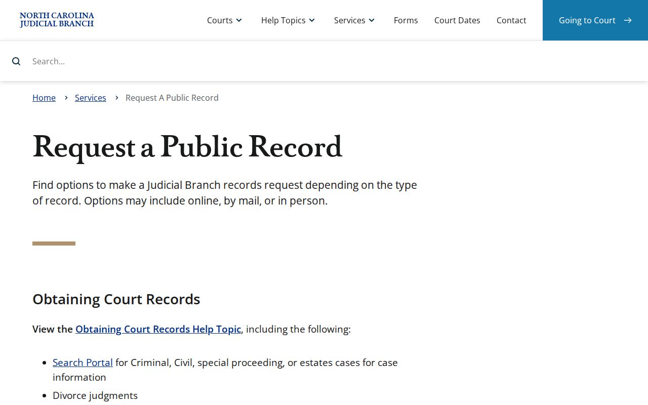 Warren County court records routing notice directing case-file requests to the clerk