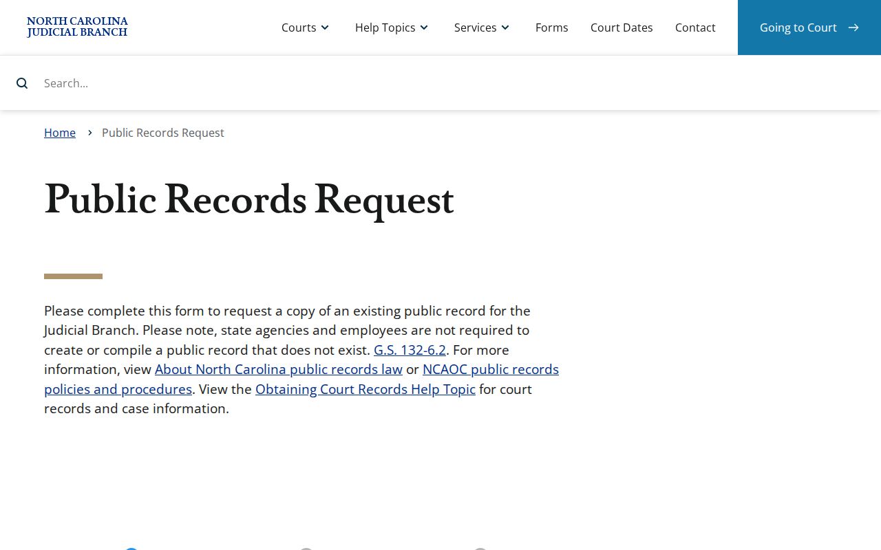 Warren County court records NCAOC public-record request form fields