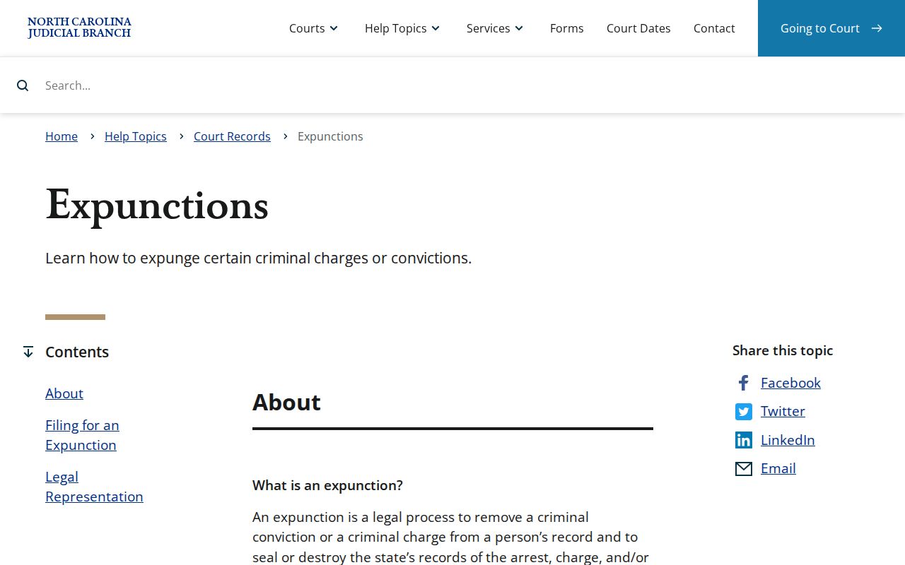 North Carolina court expunction guidance for Warren County criminal court records