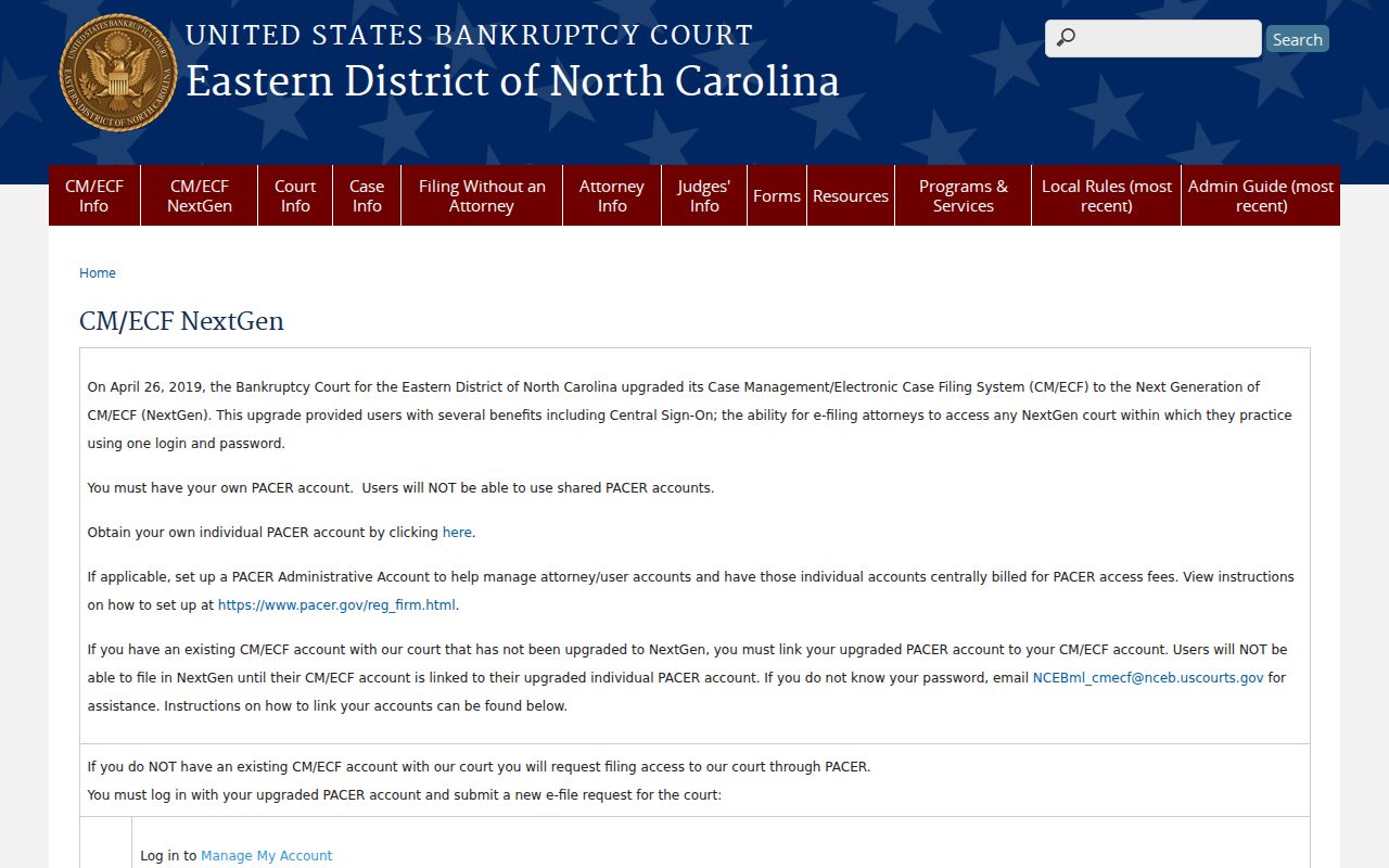 Warren County court docket Eastern District bankruptcy CM ECF NextGen information
