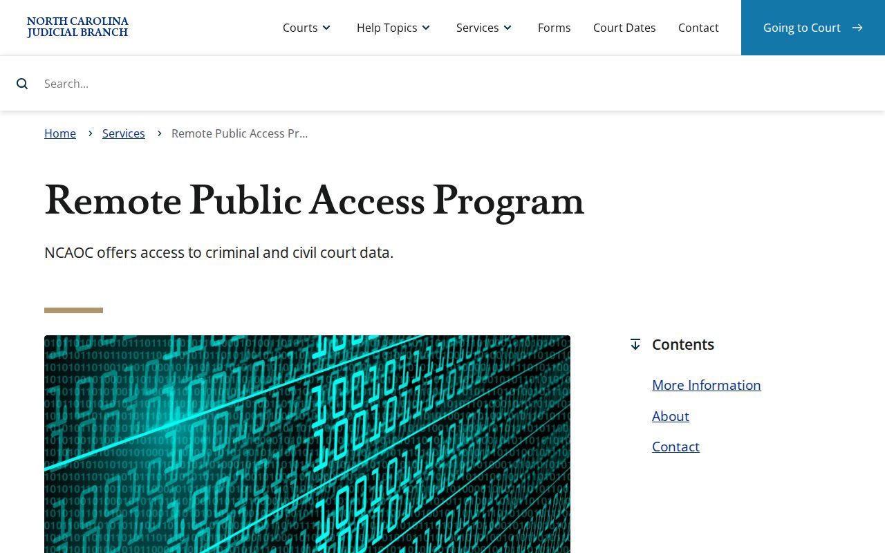 Macon court docket image of the North Carolina Remote Public Access Program