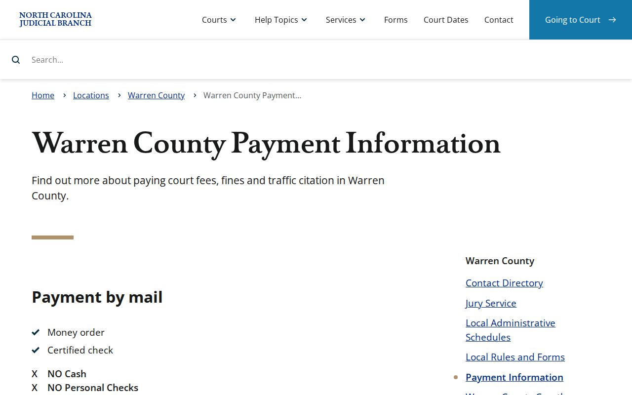Warren County traffic court records payment instructions for eligible citations